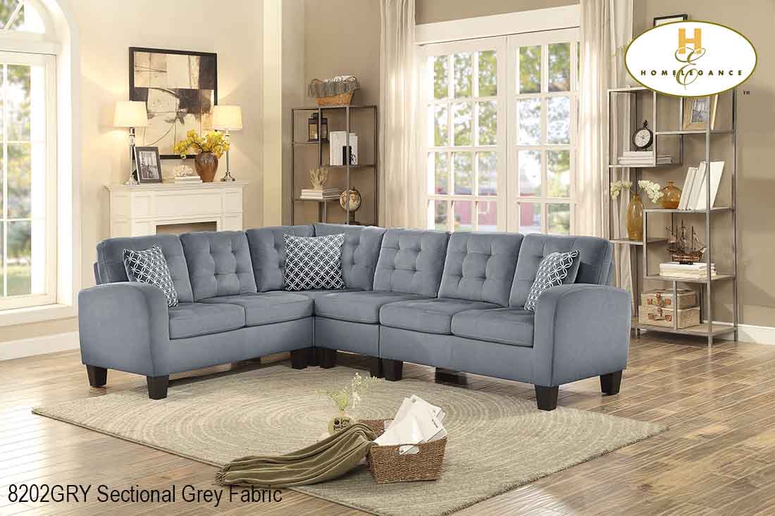 Sinclair Sectional Sofa - 8202GRY-SC